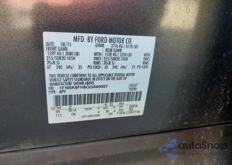 2016 Ford Explorer Limited from USA, damaged, VIN 1FM5K8FH8GGA69057